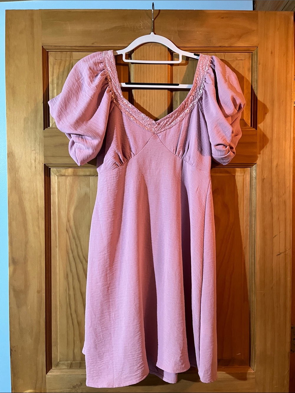 Pink Puff-Sleeve Midi Dress - Pie in the Sky